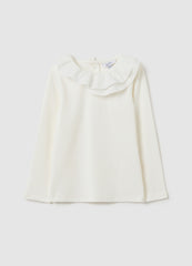 OVS White Stretch Cotton T-Shirt For Girls Regular Fit