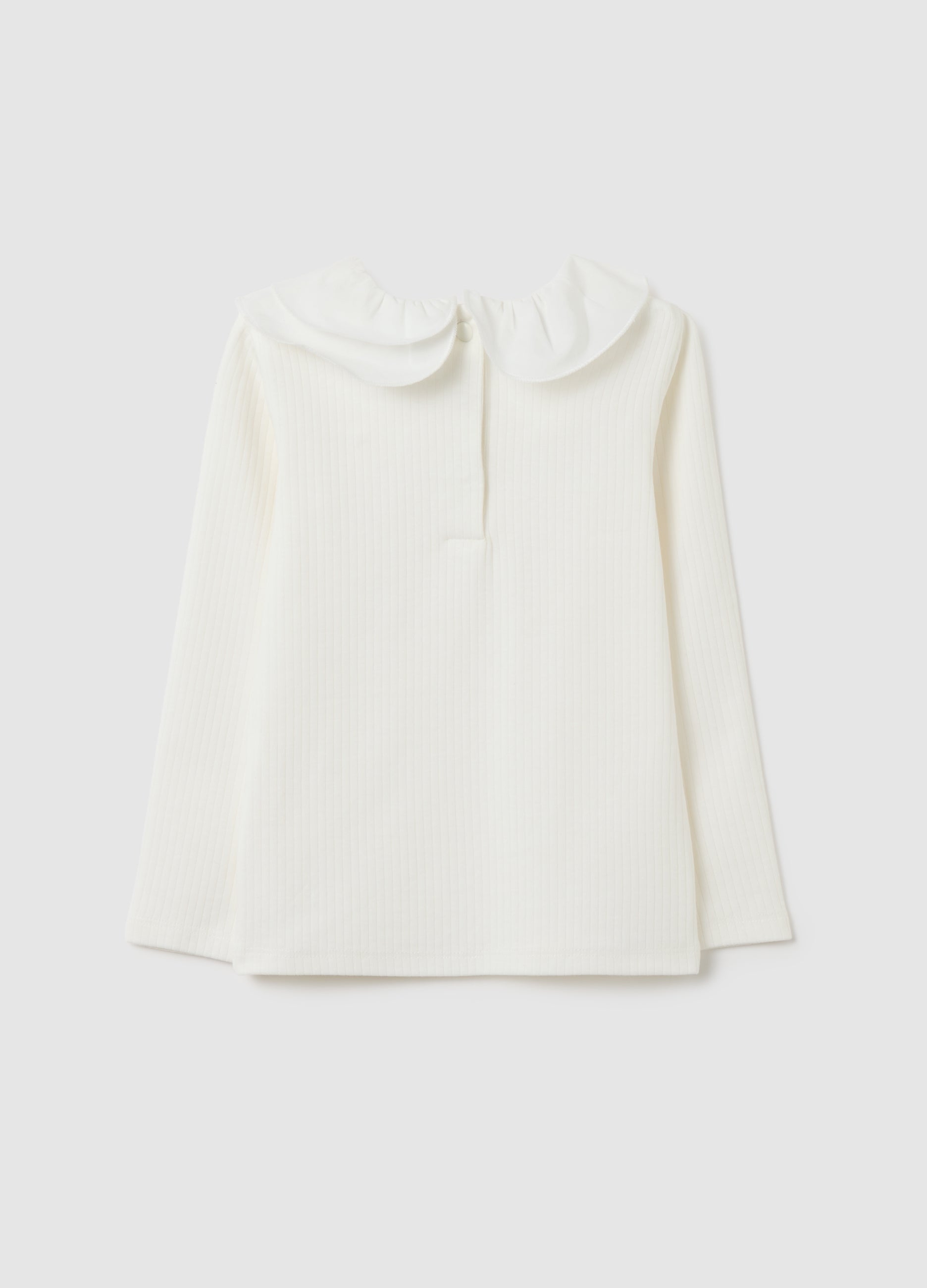 OVS White Stretch Cotton T-Shirt For Girls Regular Fit