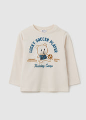 OVS Children'S Beige Pure Cotton T-Shirt With Print