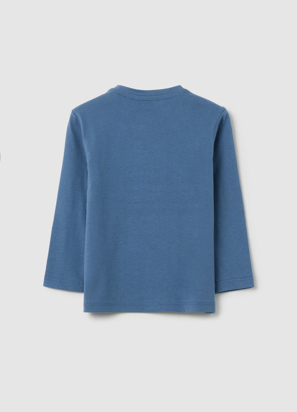 OVS Children'S Blue Pure Cotton T-Shirt With Print