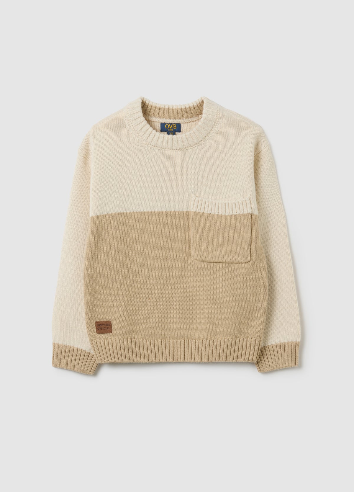 OVS Beige Regular Fit Children'S Sweater In Cotton Blend