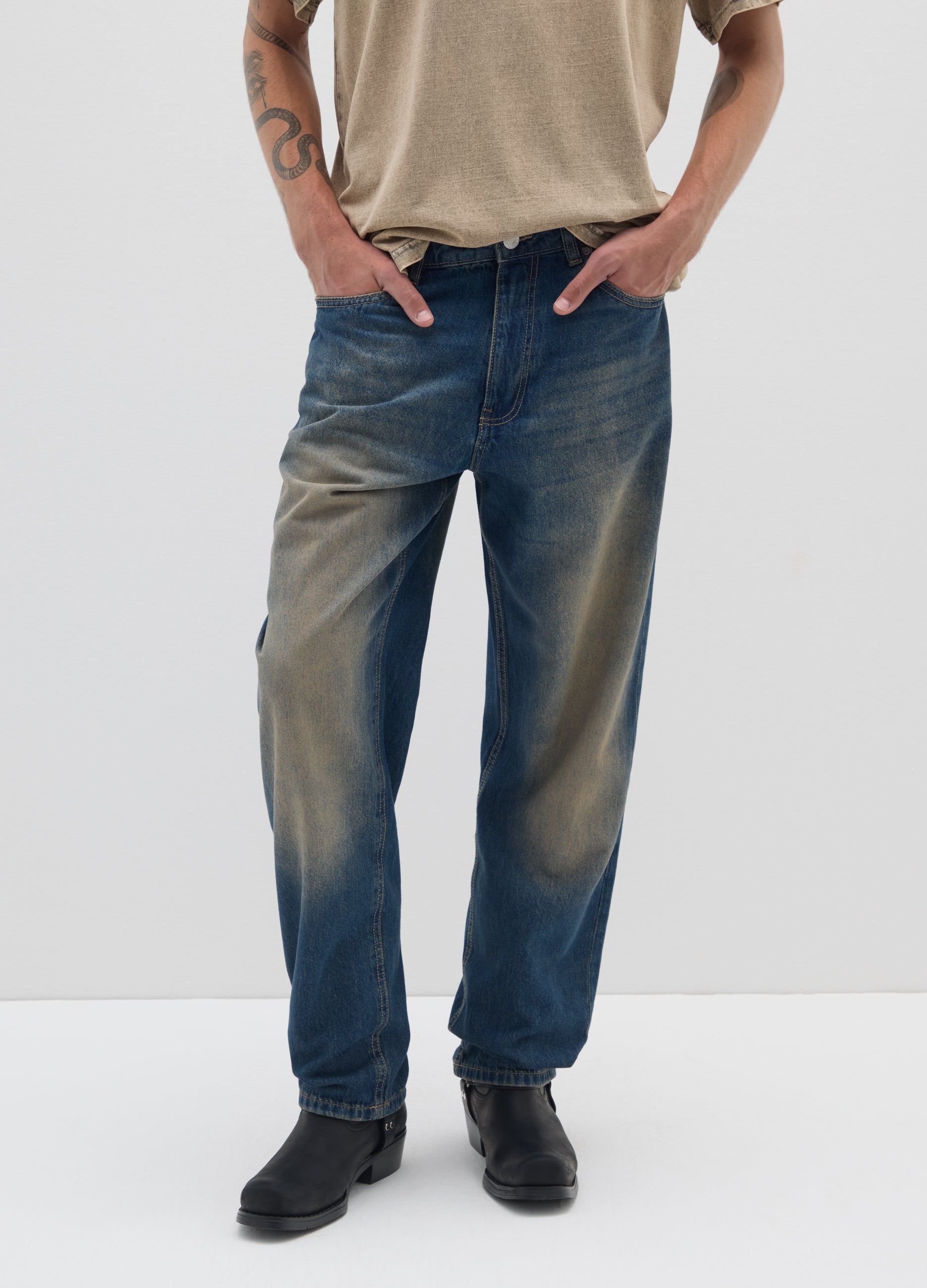 OVS Blue Cotton Baggy Jeans