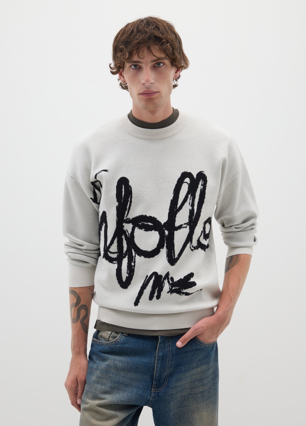 OVS Grey Regular Fit Jumper With Lettering
