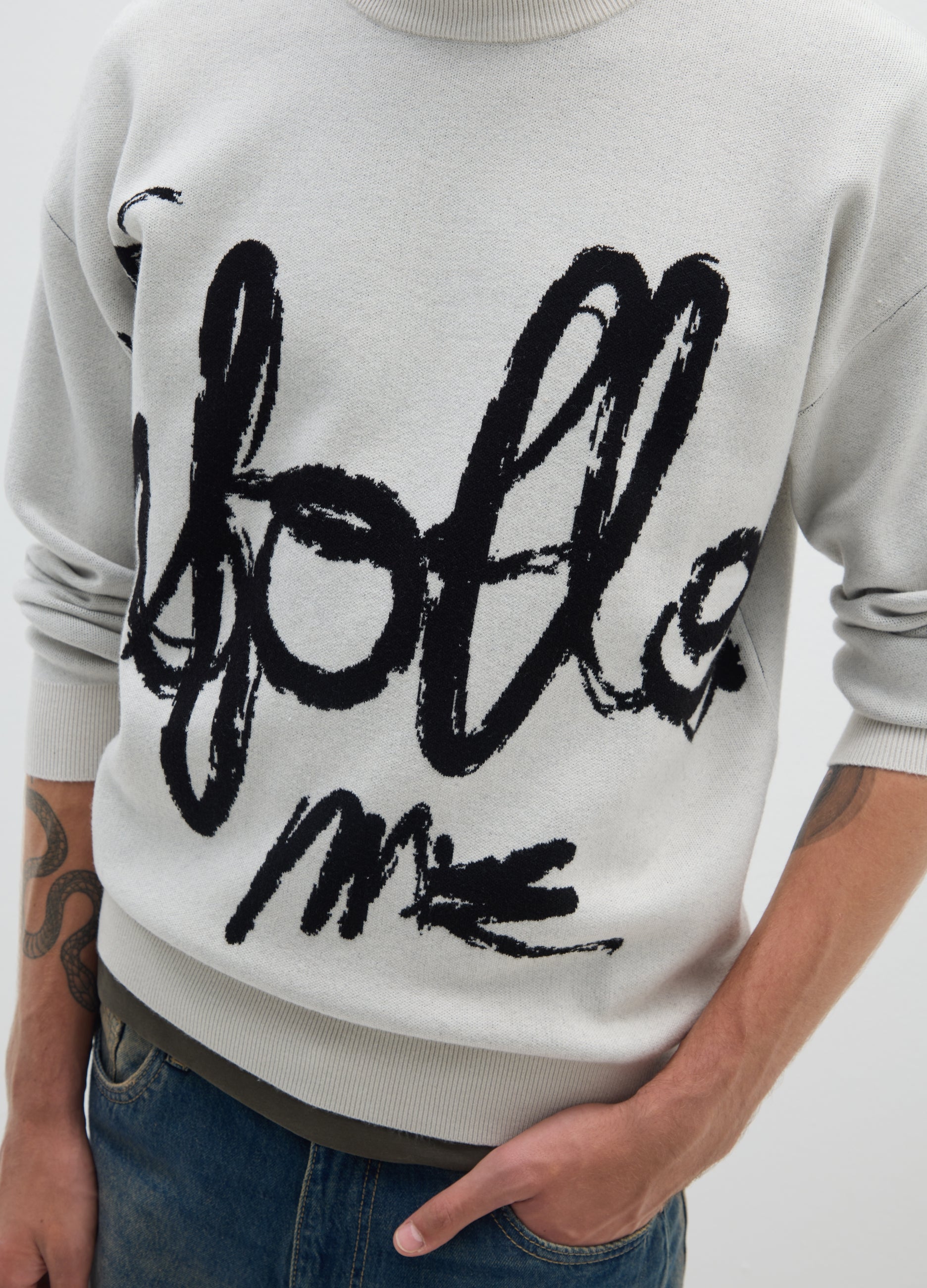 OVS Grey Regular Fit Jumper With Lettering