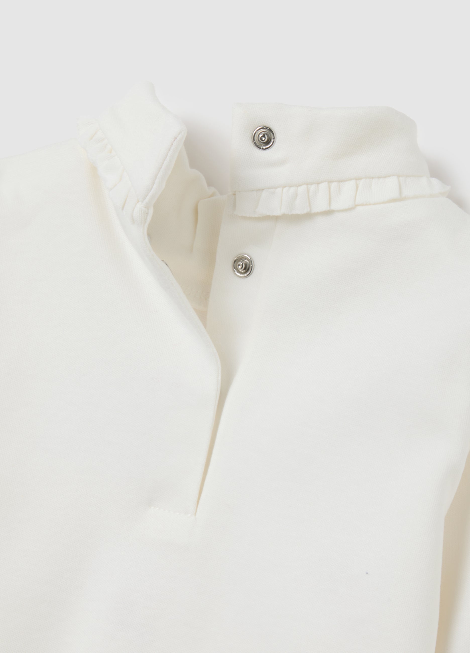 OVS Girls' White Pure Cotton Regular Fit T-Shirt With Ruffles