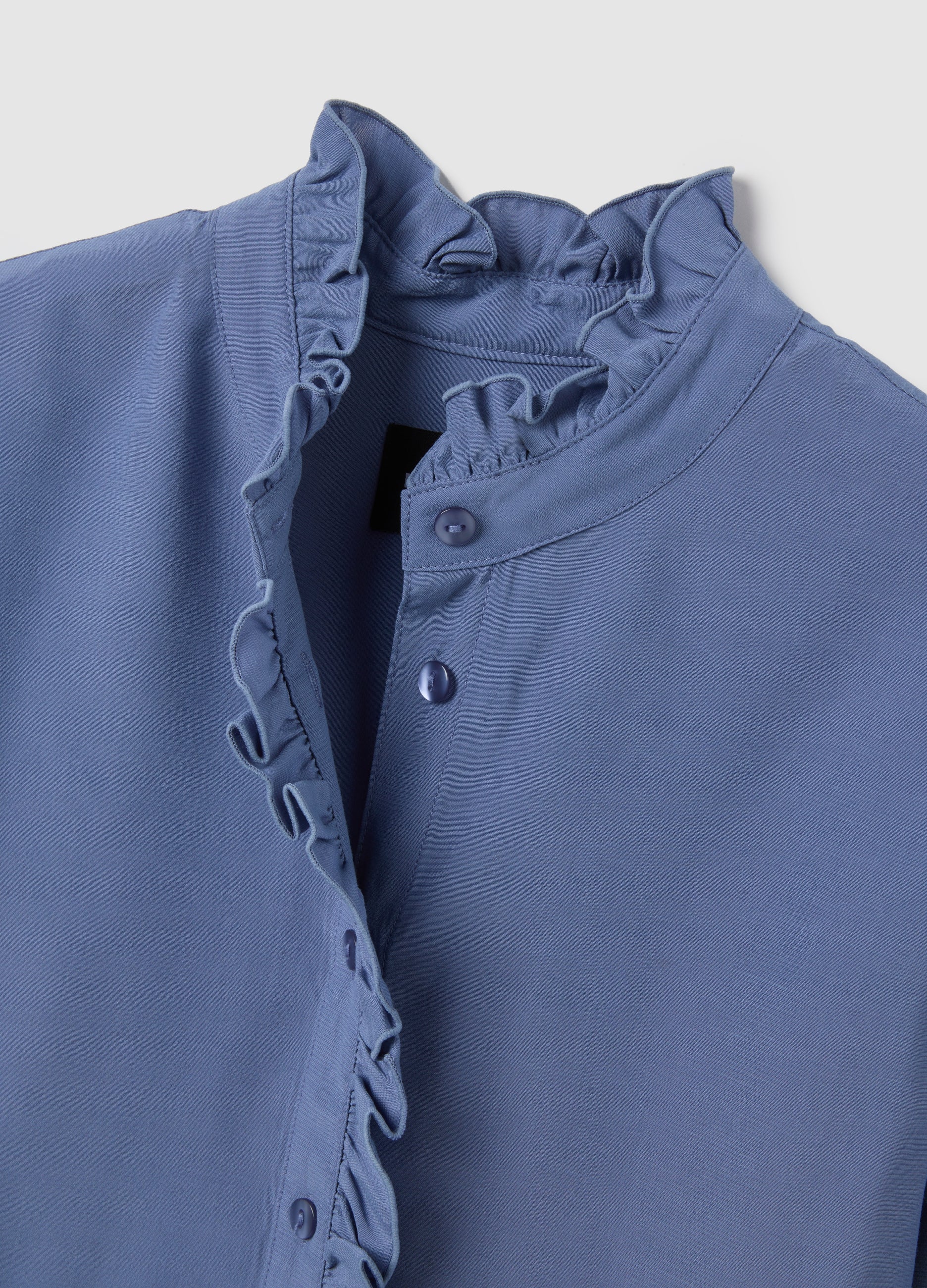 OVS Blue Regular Fit Shirt With Ruffles