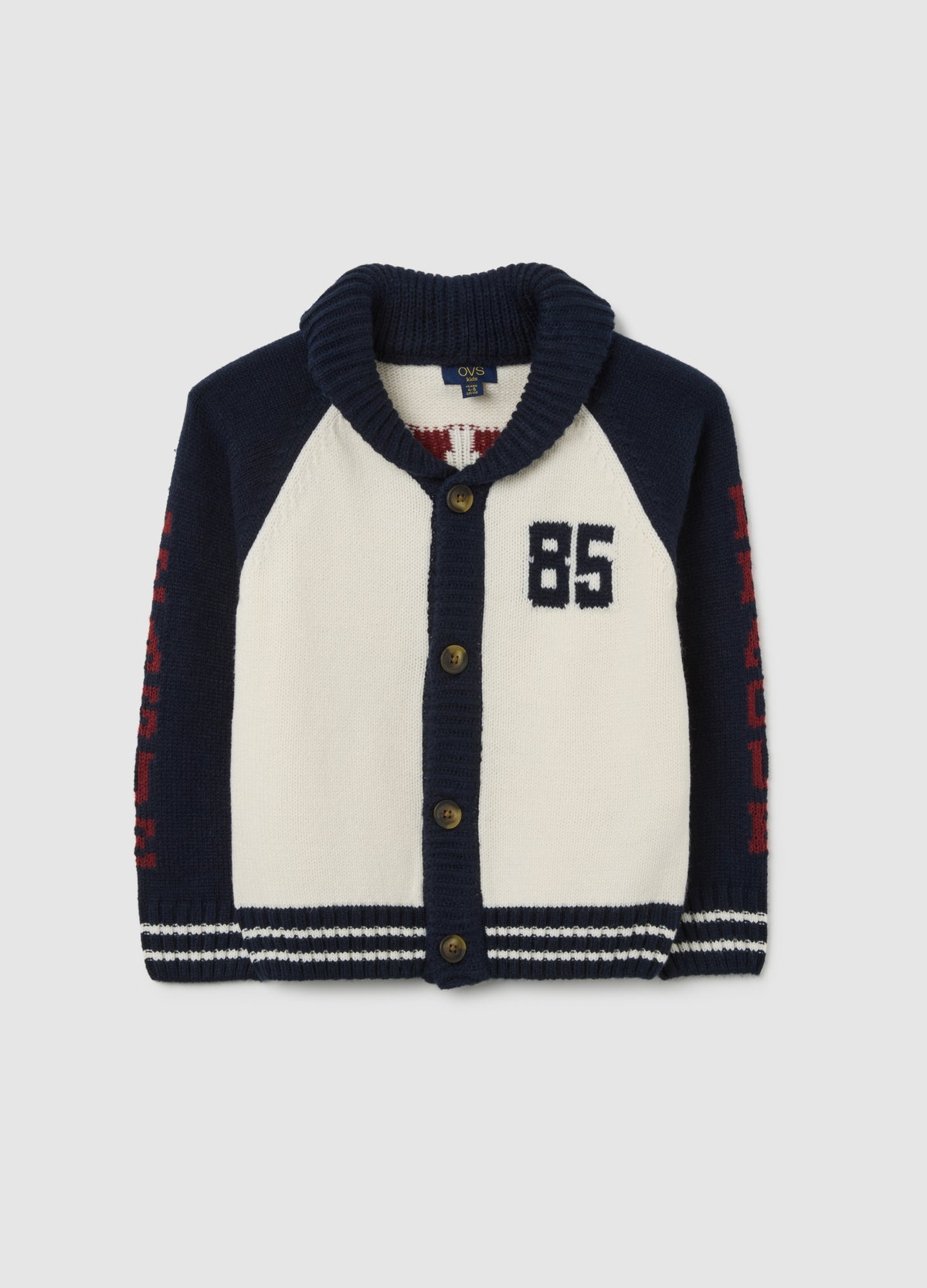 OVS Regular Fit White And Blue Children'S Cardigan