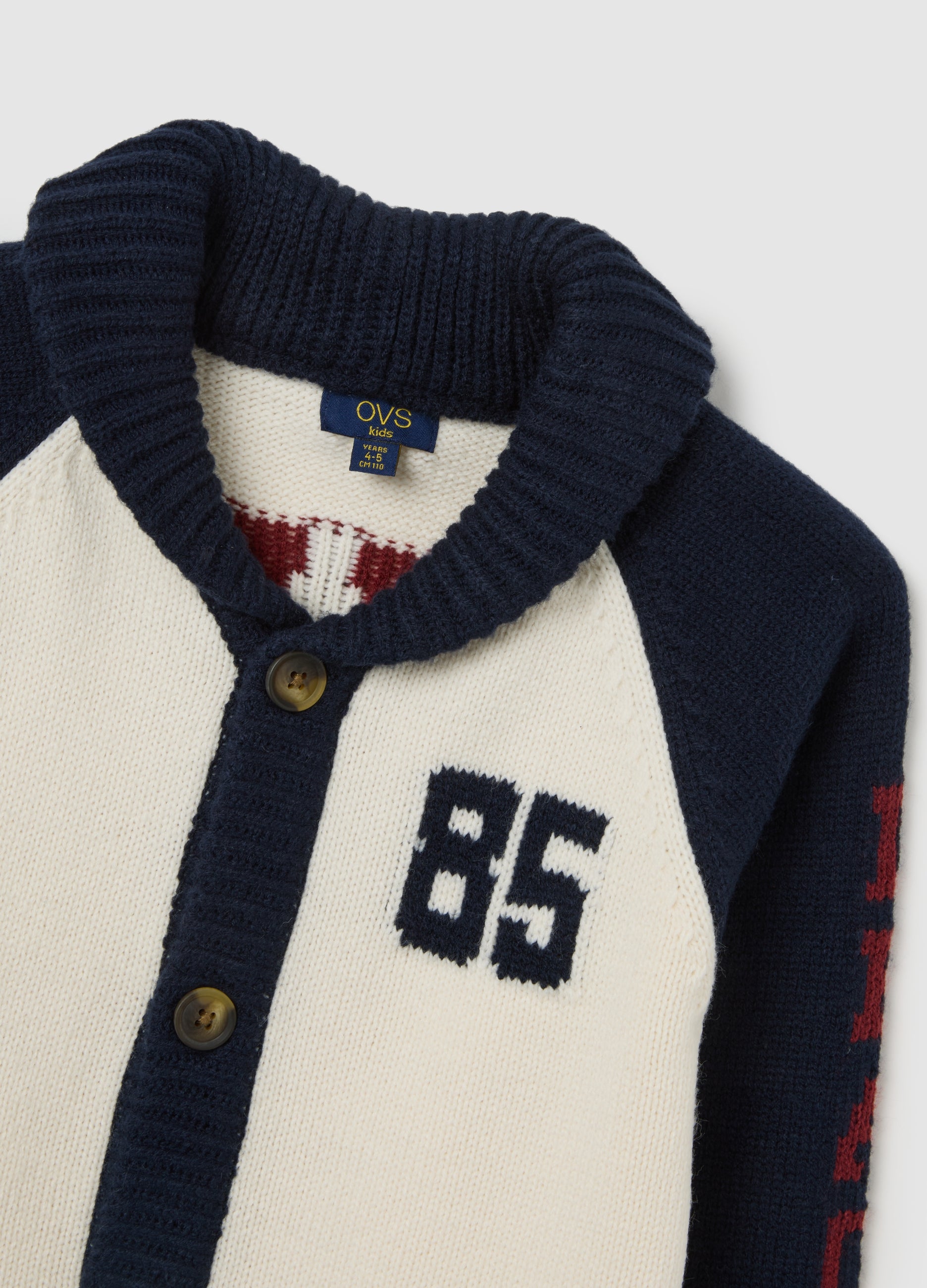 OVS Regular Fit White And Blue Children'S Cardigan