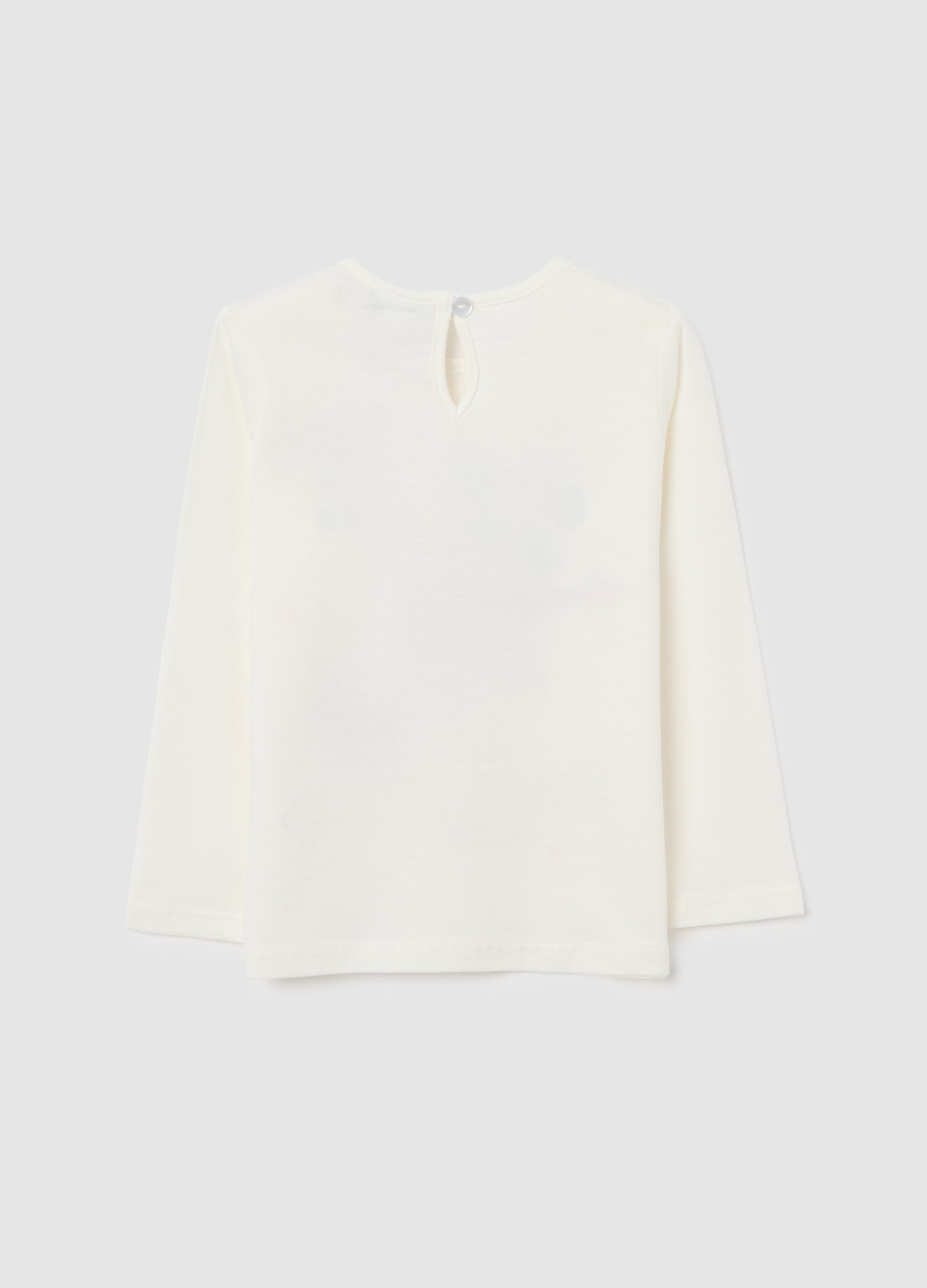 OVS Girls' White Regular Fit Cotton T-Shirt