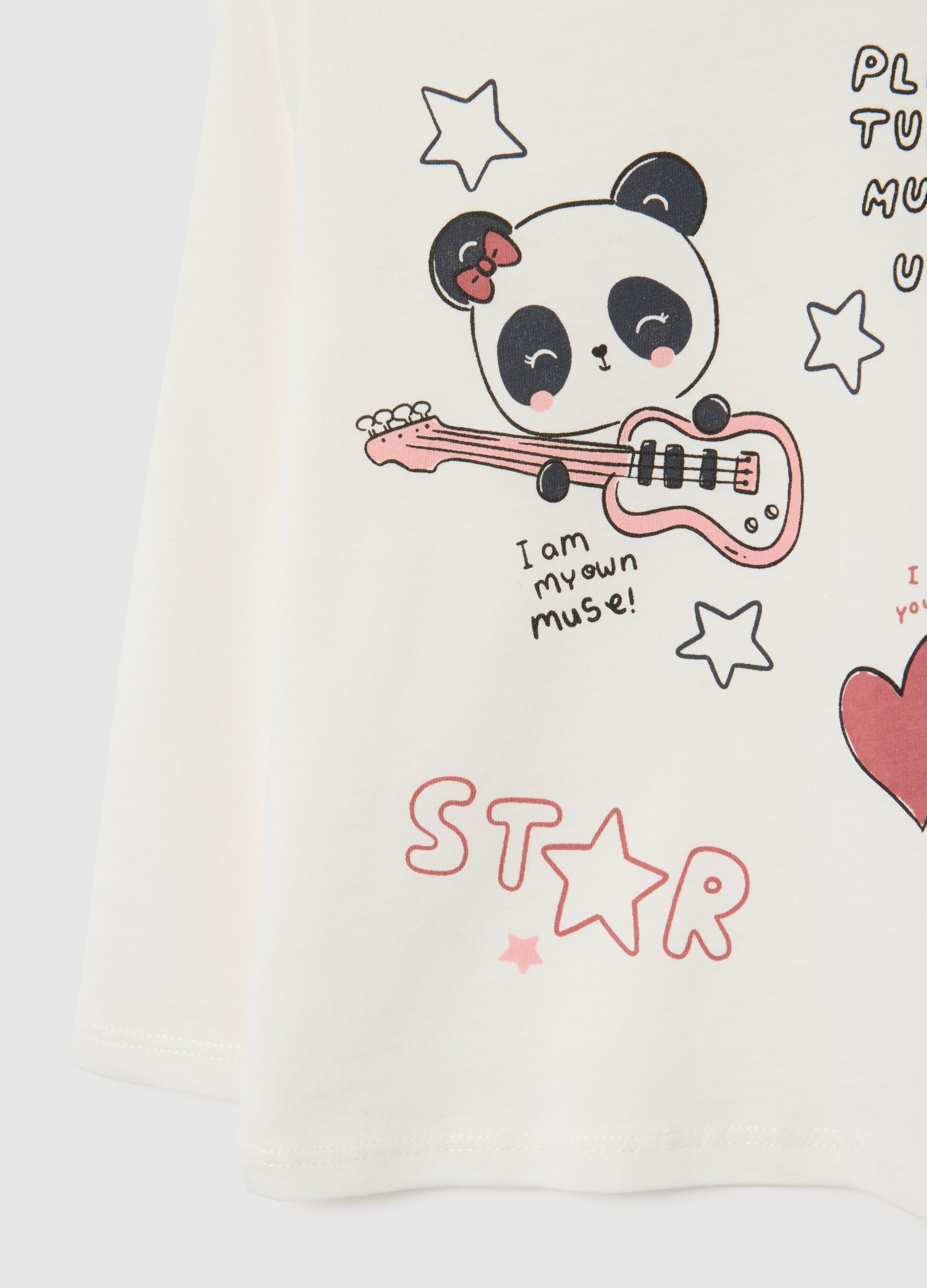 OVS Girls' White Regular Fit Cotton T-Shirt