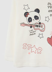 OVS Girls' White Regular Fit Cotton T-Shirt