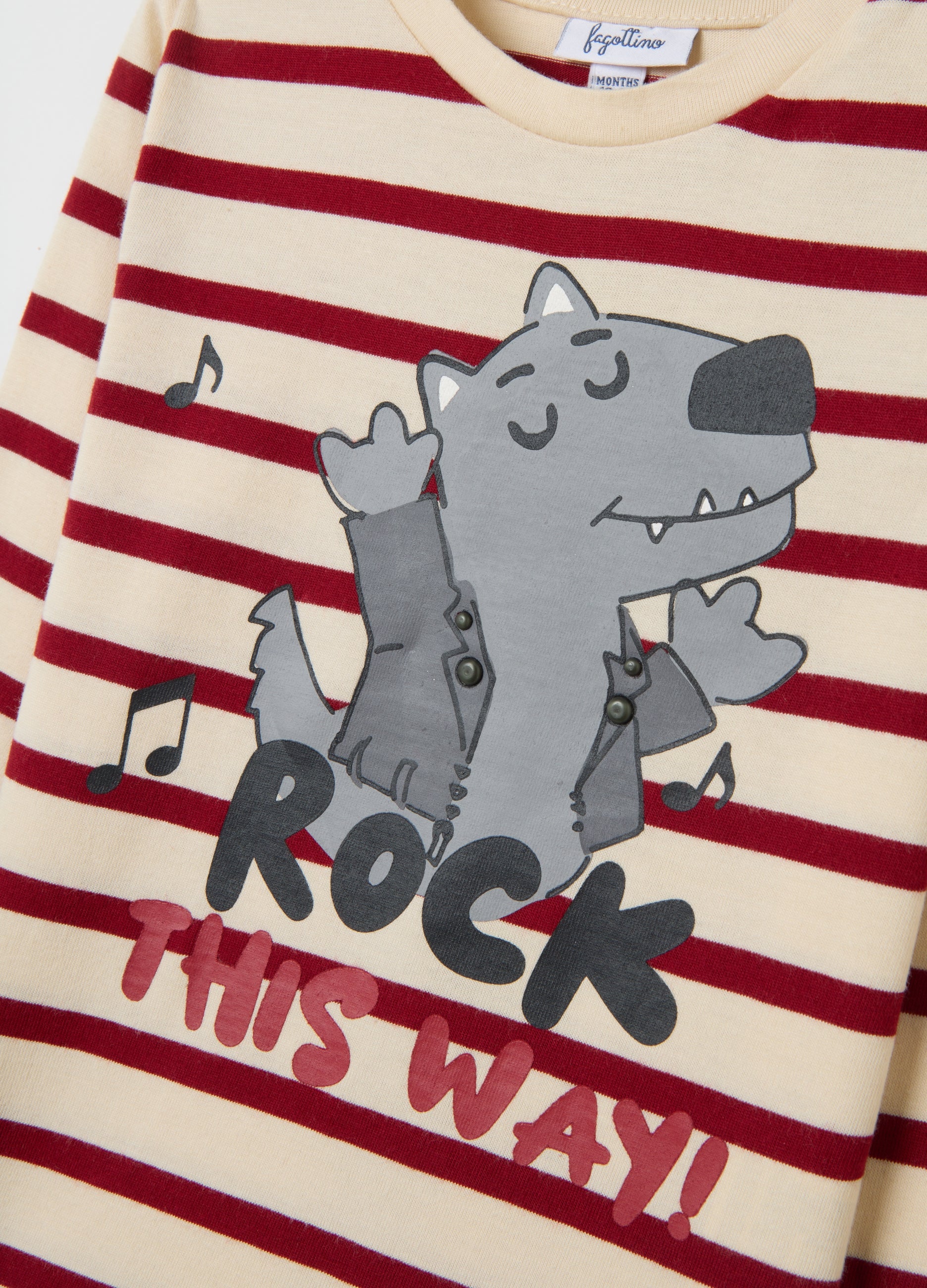 OVS Children'S Pure Cotton Striped T-Shirt With Regular Fit