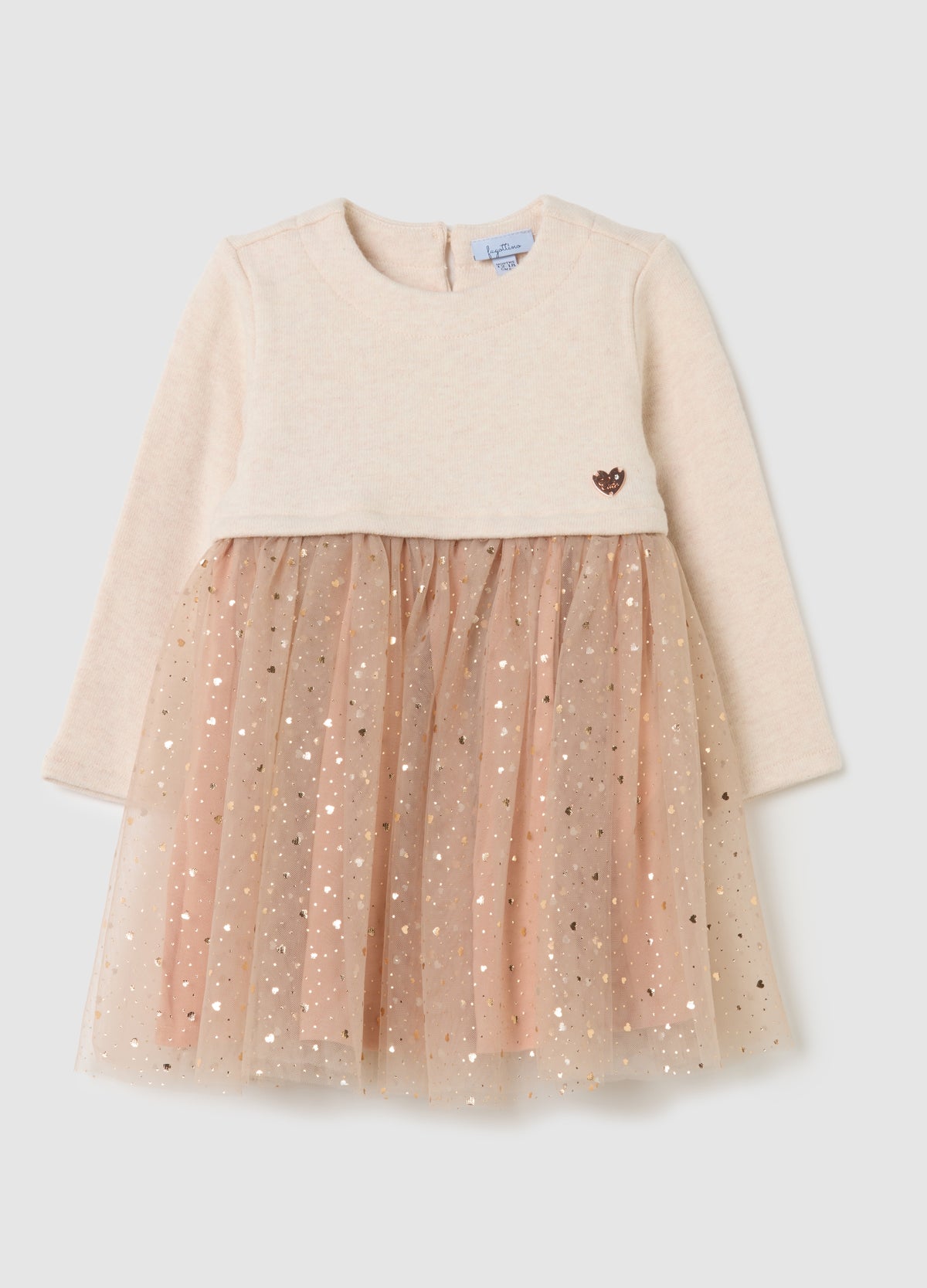 OVS Girls' Beige Wide Fit Cotton Blend Dress With Tulle