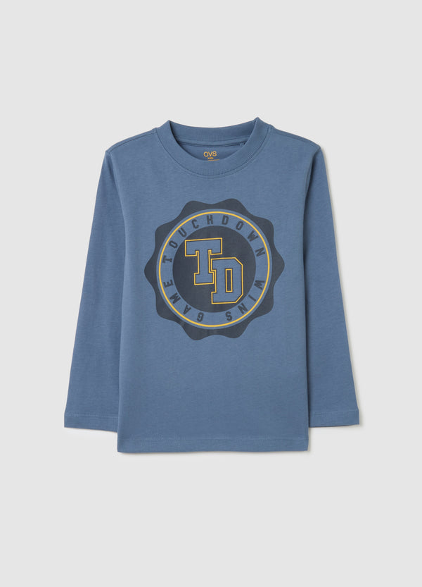 OVS Children'S Blue Pure Cotton Regular Fit T-Shirt With Print