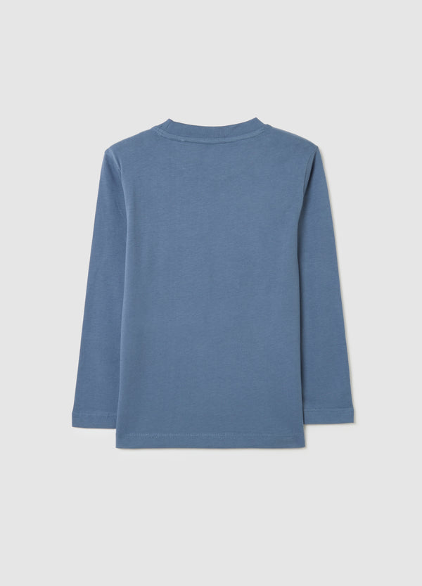 OVS Children'S Blue Pure Cotton Regular Fit T-Shirt With Print