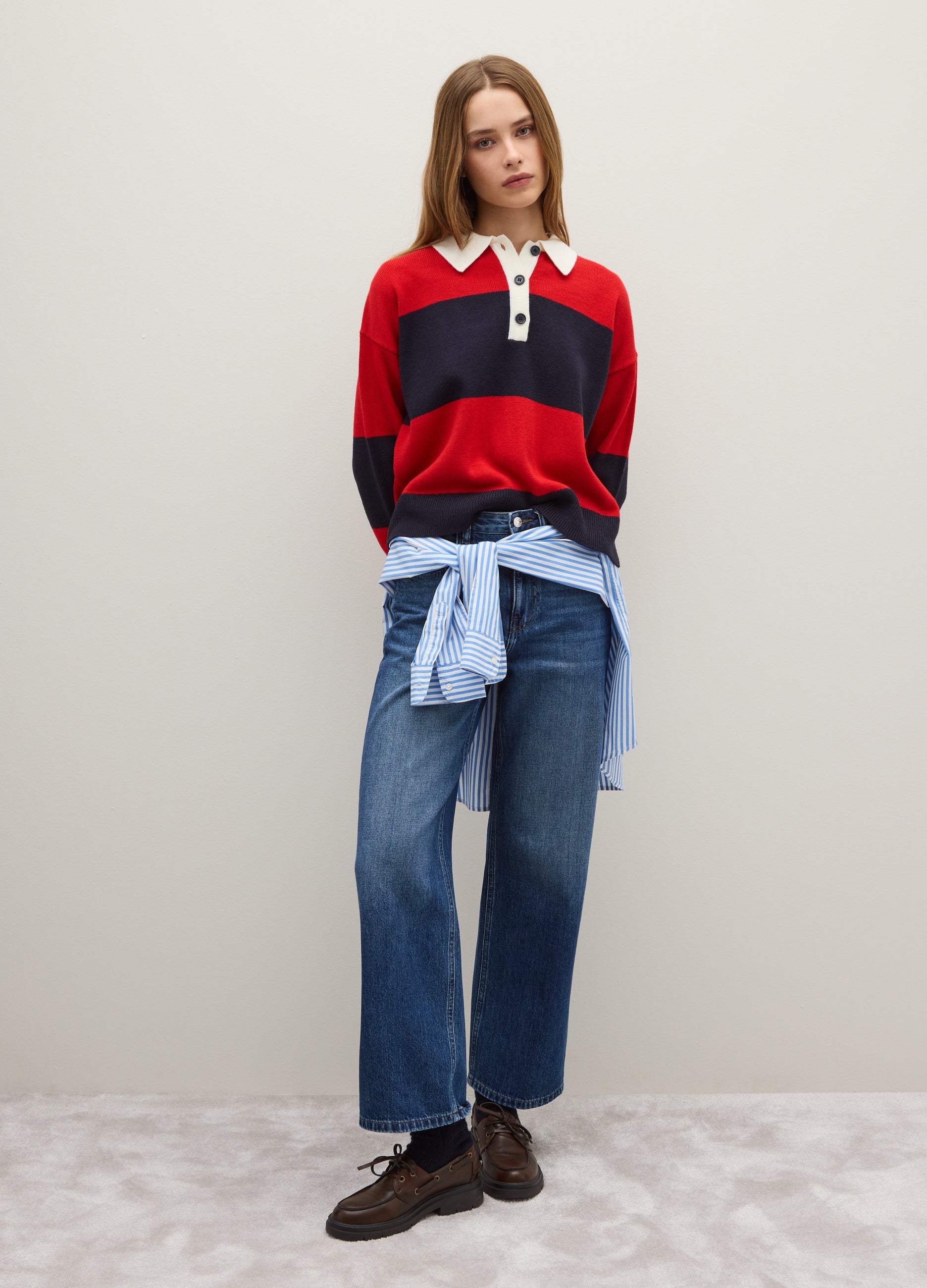 OVS Blue And Red Striped Oversized Sweater