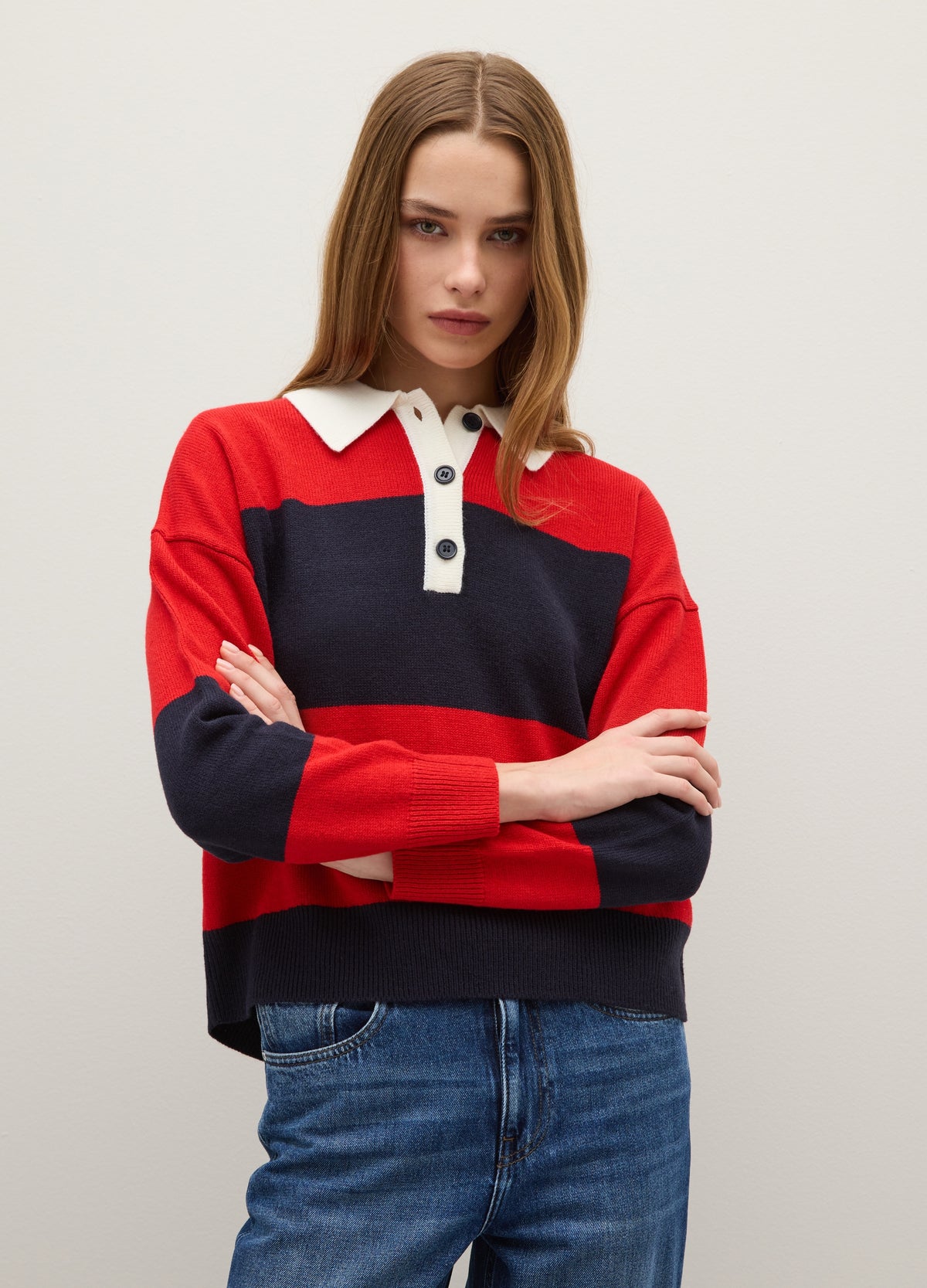 OVS Blue And Red Striped Oversized Sweater