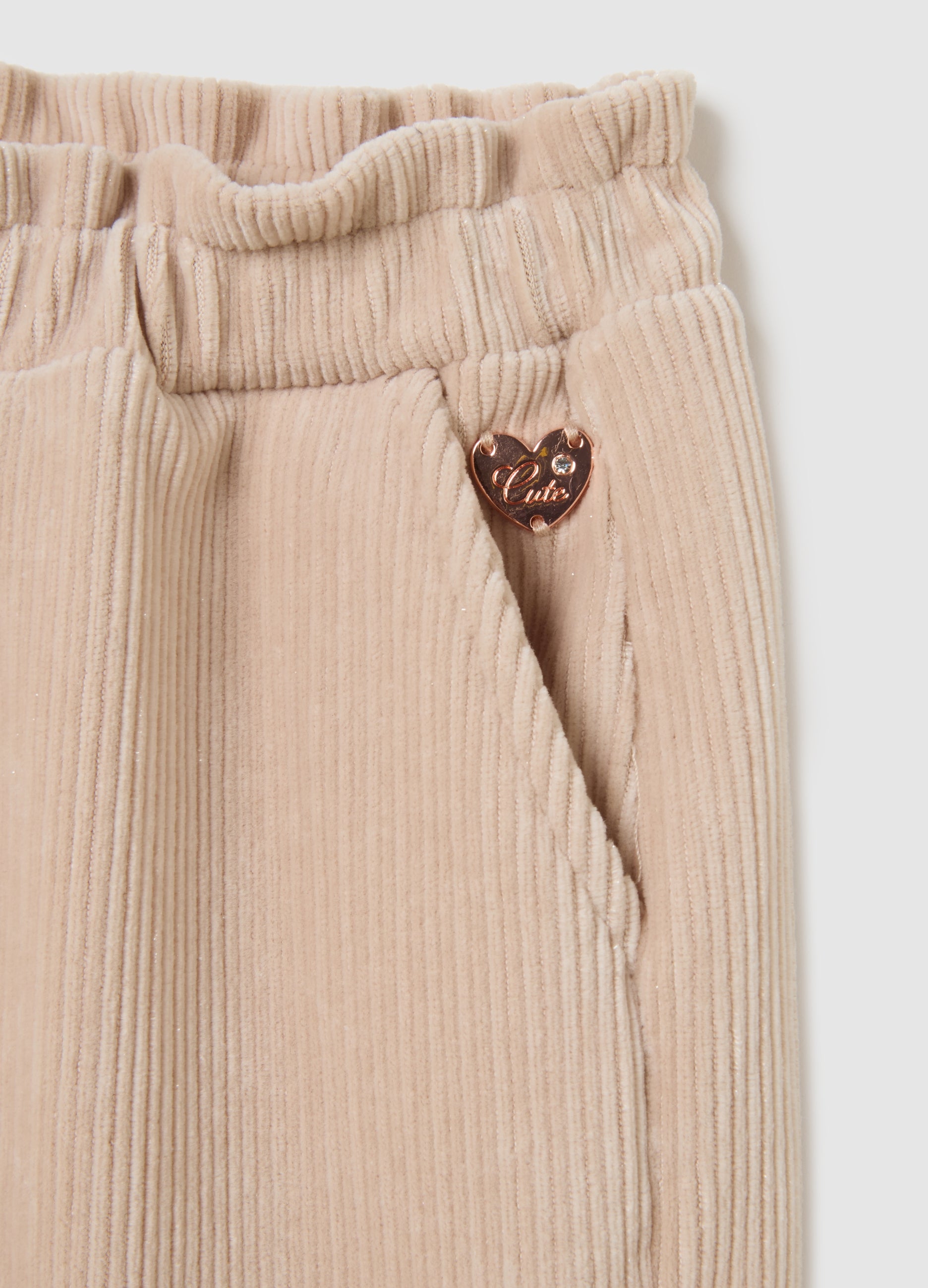 OVS Girl'S Beige Wide-Leg Cotton Blend Trousers