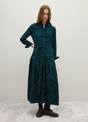 OVS Long Dress In Pure Cotton With Regular Fit Multicolour Checks