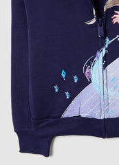OVS Girls' Regular Fit Purple Cotton Blend Sweatshirt With Frozen Print