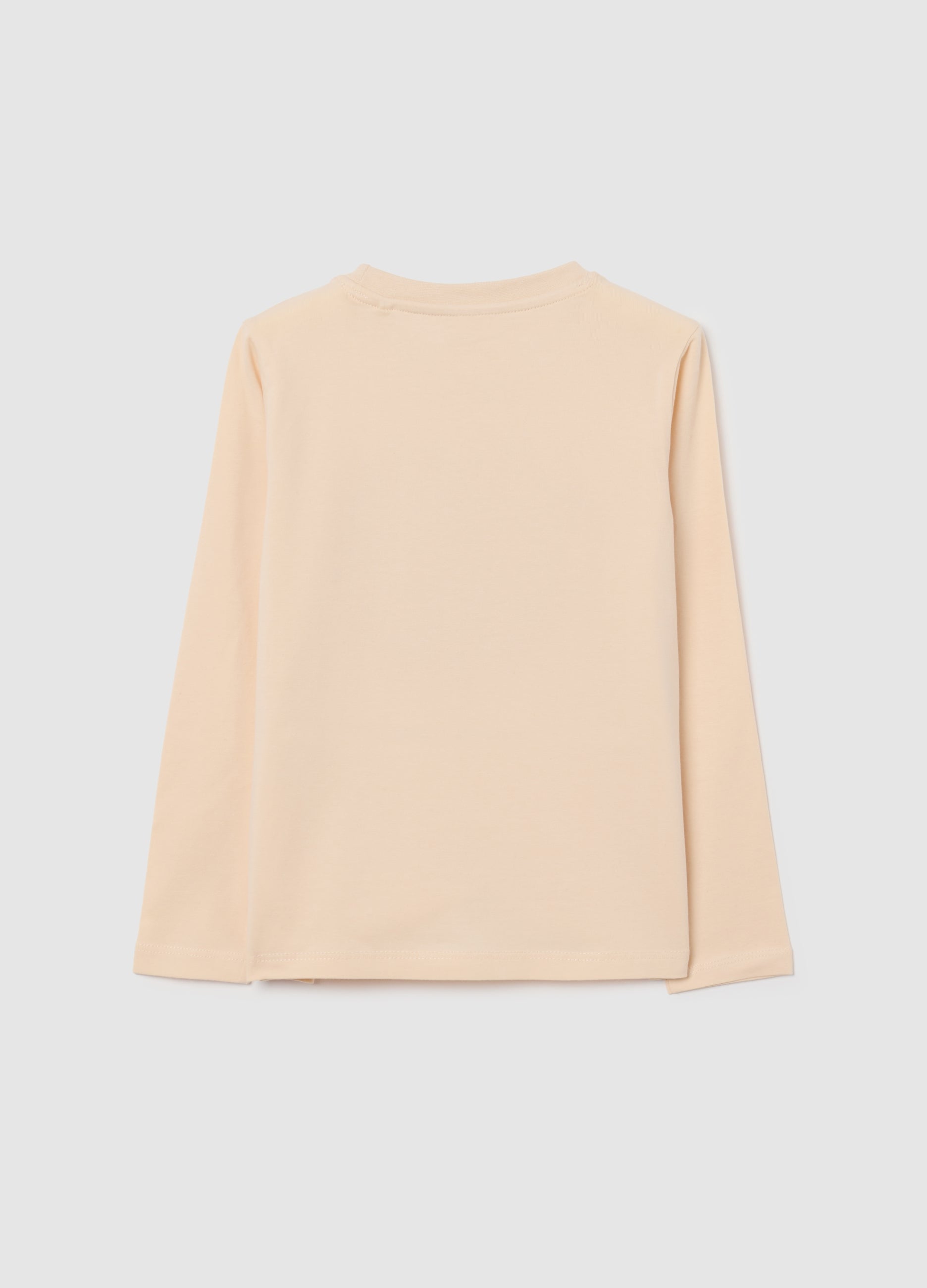 OVS Girl'S Beige Stretch Cotton Blend T-Shirt, Regular Fit