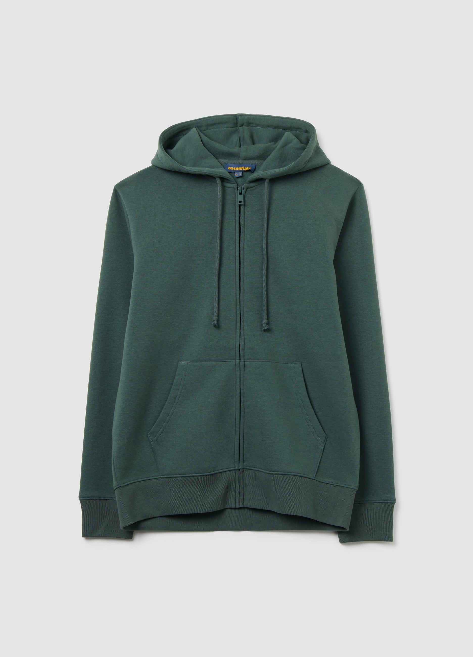 OVS Green Cotton-Blend Zip-Up Hoodie, Regular Fit