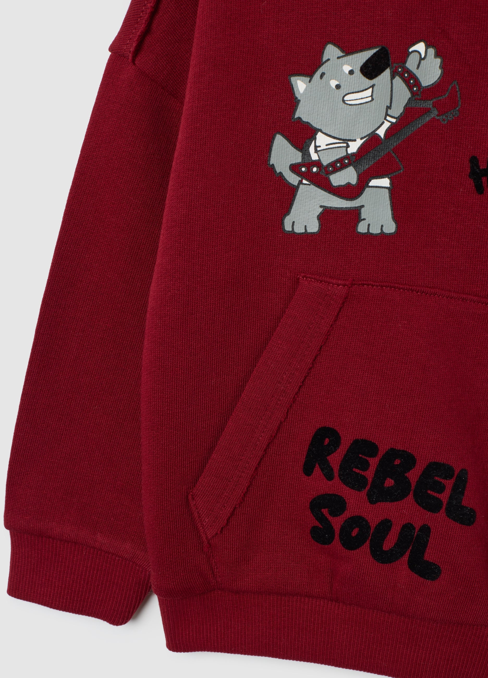 OVS Children'S Oversized Pure Cotton Red Sweatshirt With Print And Crew Neck