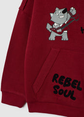 OVS Children'S Oversized Pure Cotton Red Sweatshirt With Print And Crew Neck