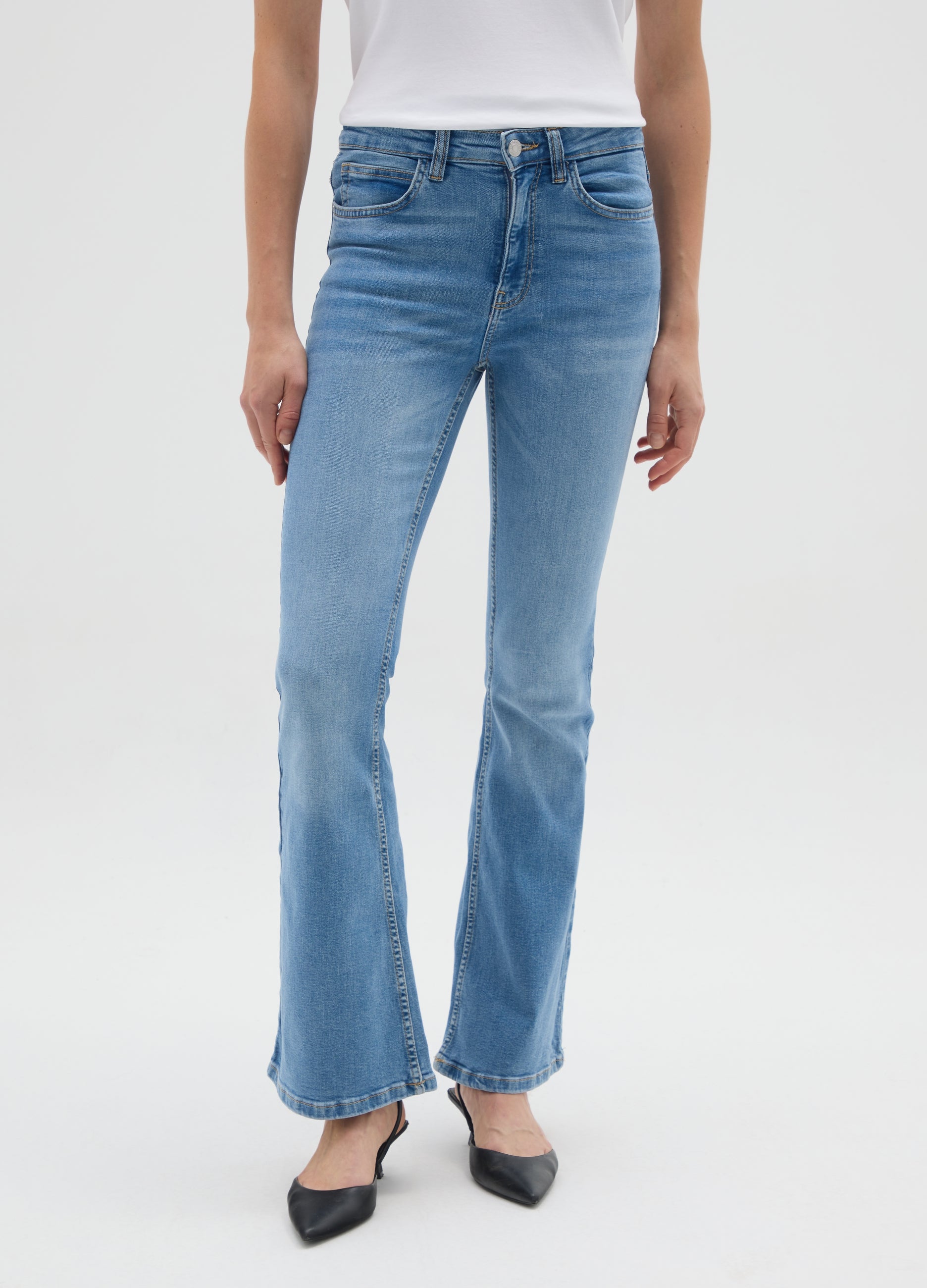 OVS Blue Flare Jeans In Stretch Denim