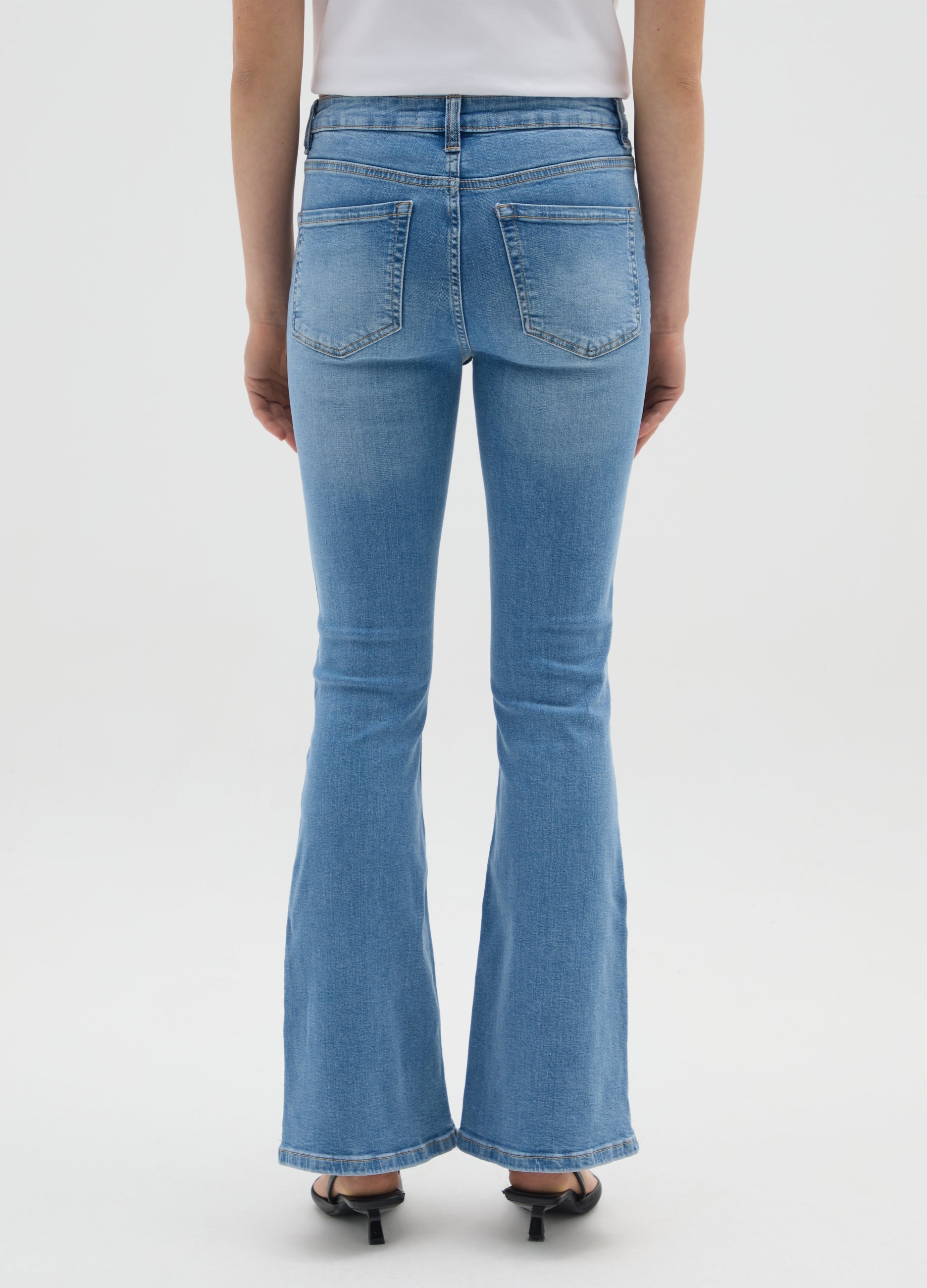 OVS Blue Flare Jeans In Stretch Denim
