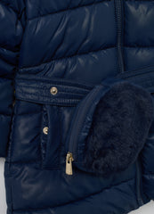 OVS Blue Padded Regular Fit Girls' Jacket With Hood And Zip