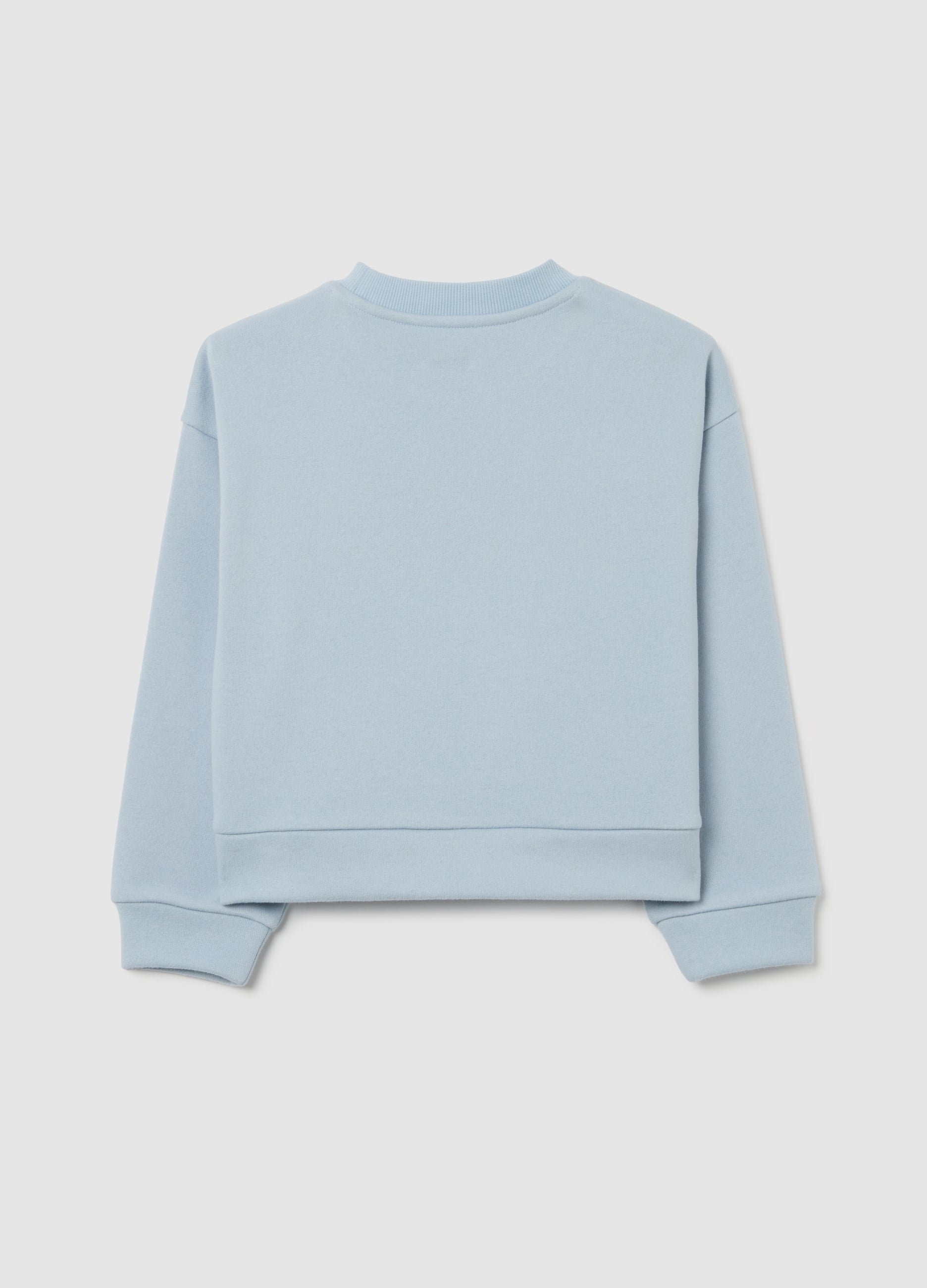 OVS Blue Regular Fit Cotton Blend Girl'S Sweatshirt With Rhinestones