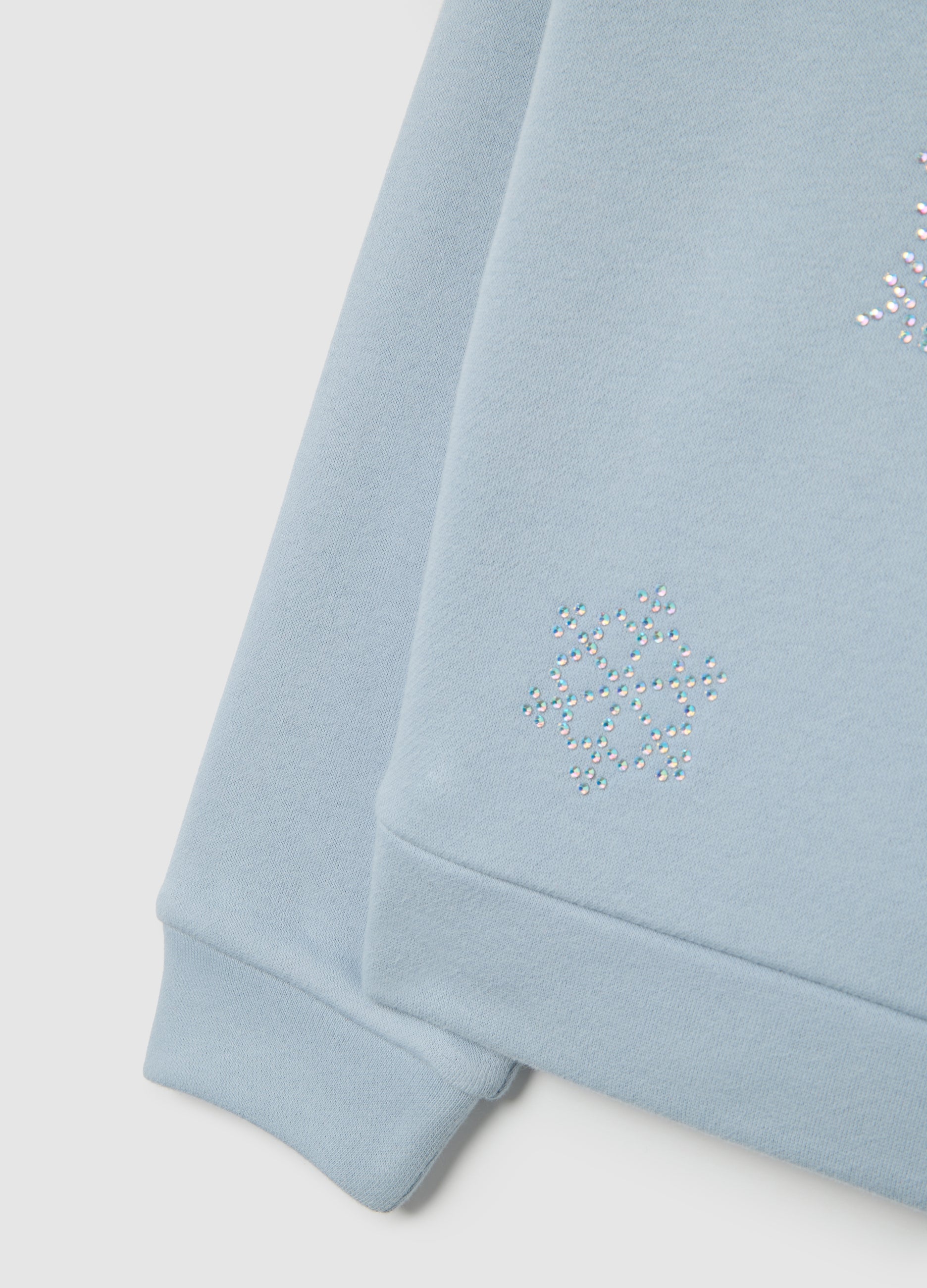 OVS Blue Regular Fit Cotton Blend Girl'S Sweatshirt With Rhinestones