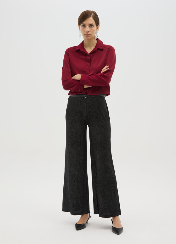 OVS Black Wide-Leg Trousers With Glitter