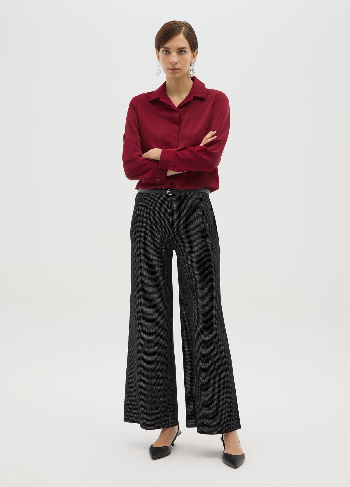 OVS Black Wide-Leg Trousers With Glitter