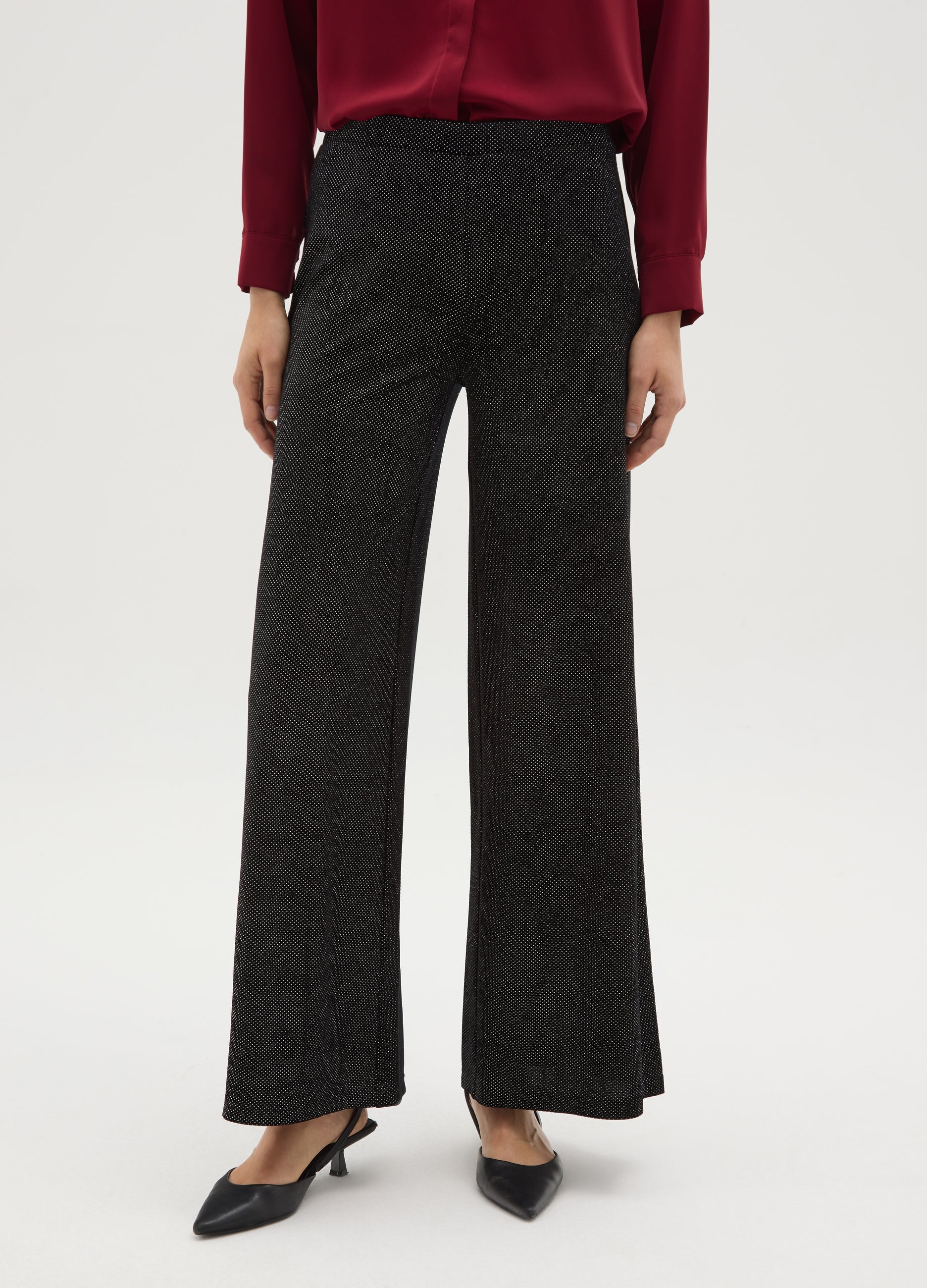 OVS Black Wide-Leg Trousers With Glitter