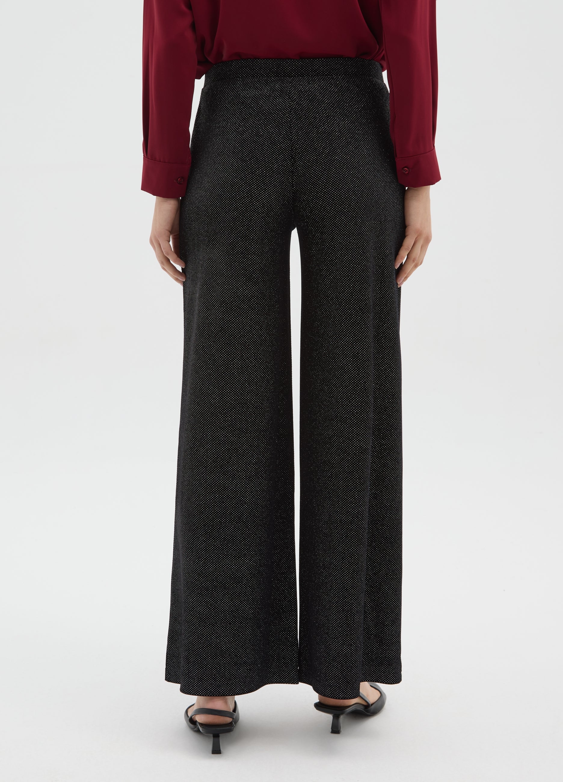 OVS Black Wide-Leg Trousers With Glitter