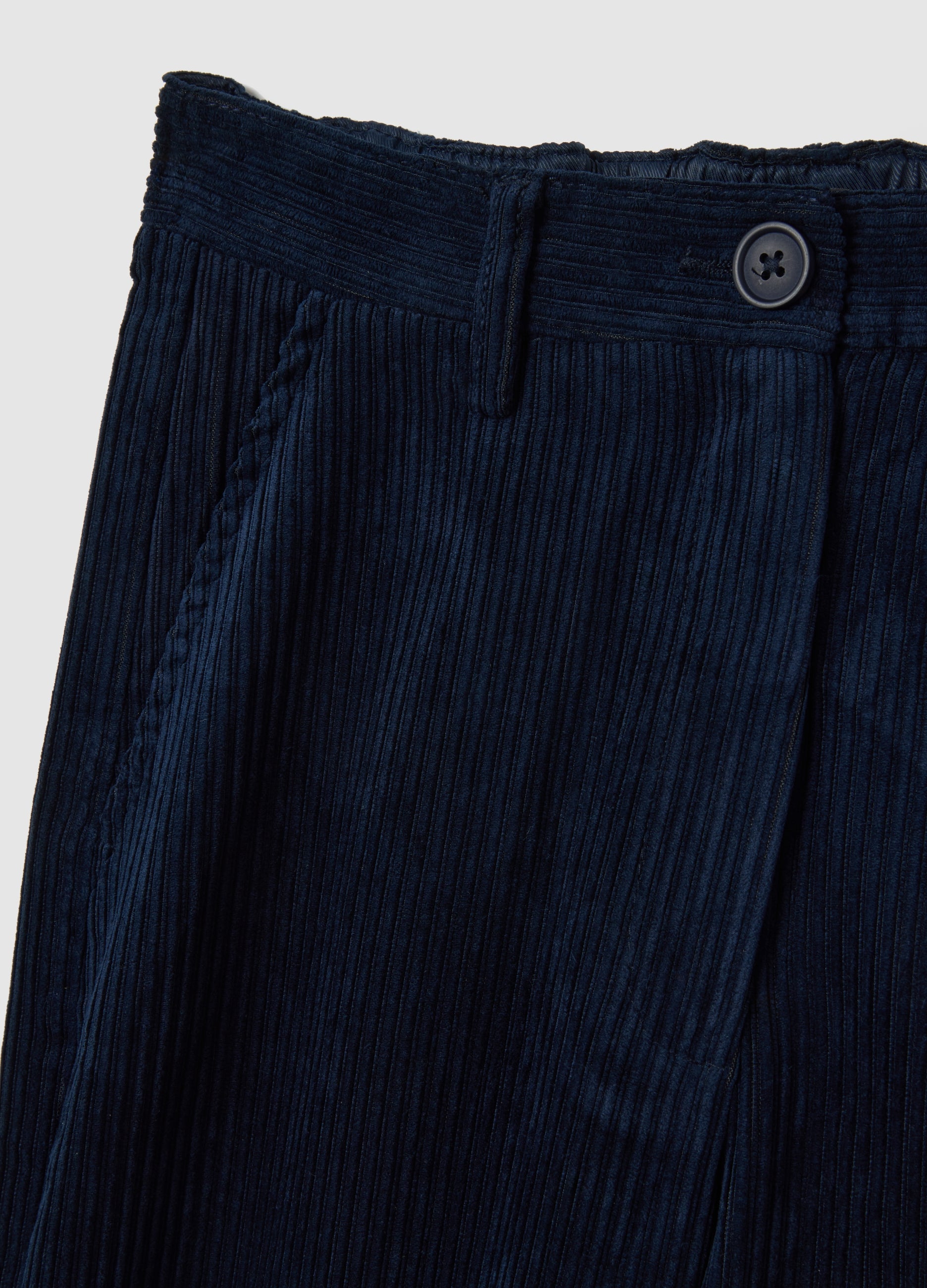 OVS Blue Ribbed Regular Fit Stretch Fabric Trousers