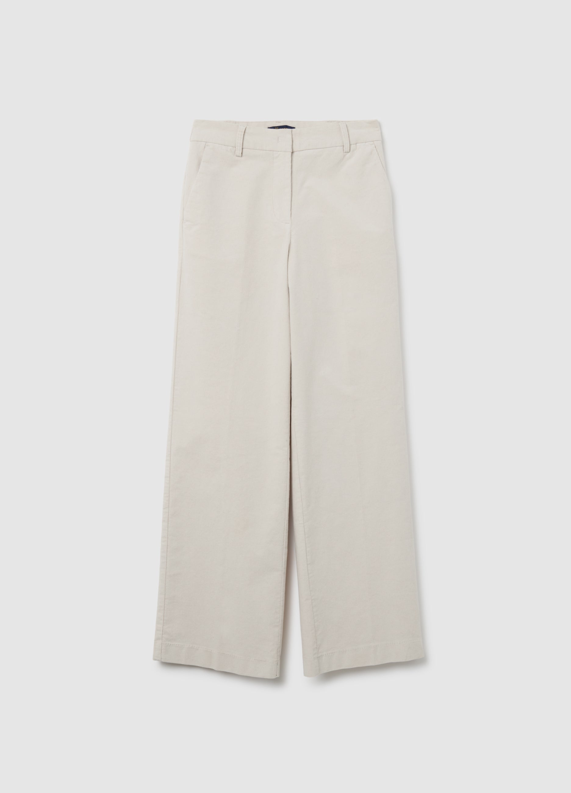 OVS Beige Cotton And Velvet Trousers Regular Fit