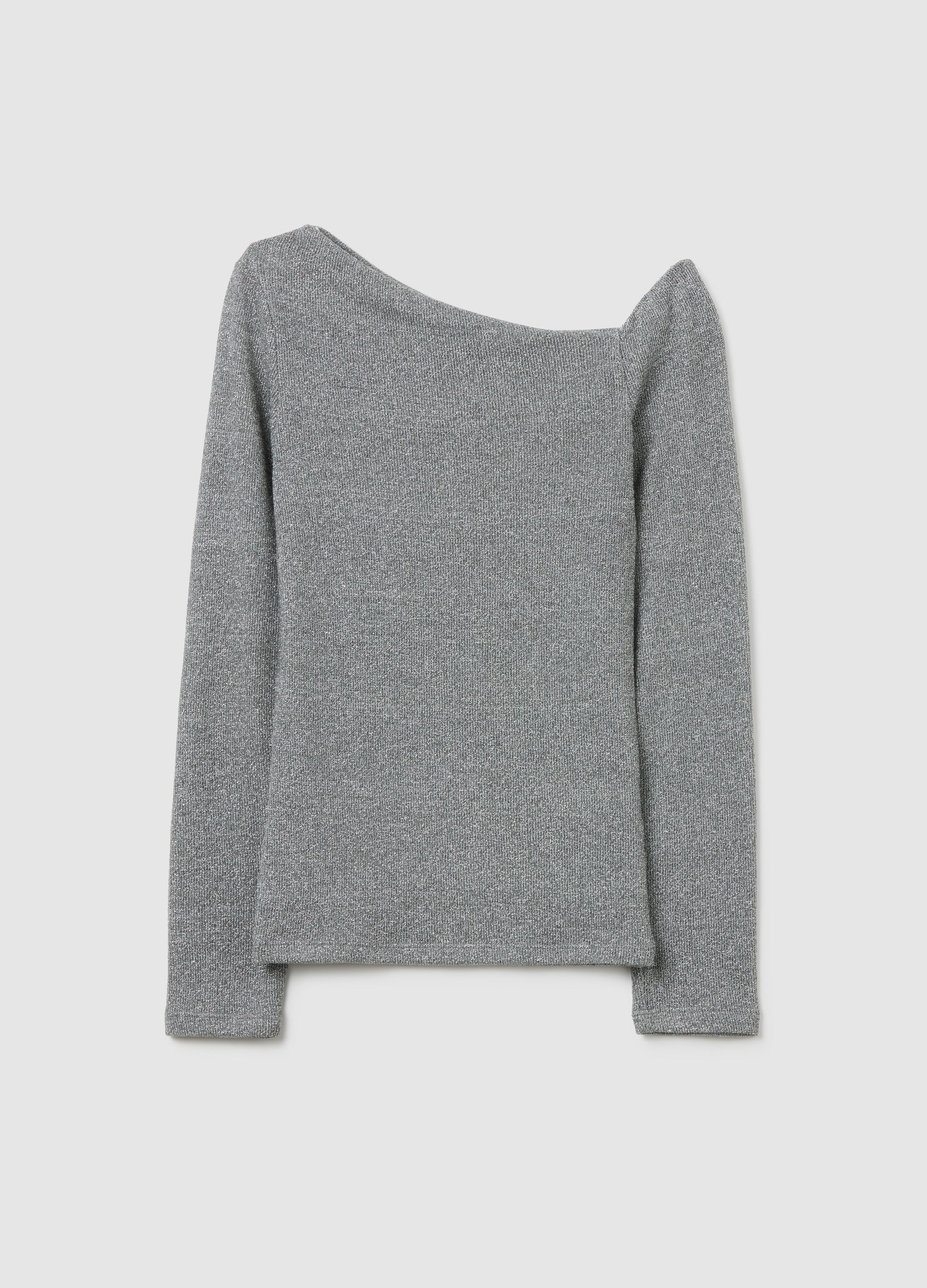 OVS Grey Regular Fit Top With Open Shoulder