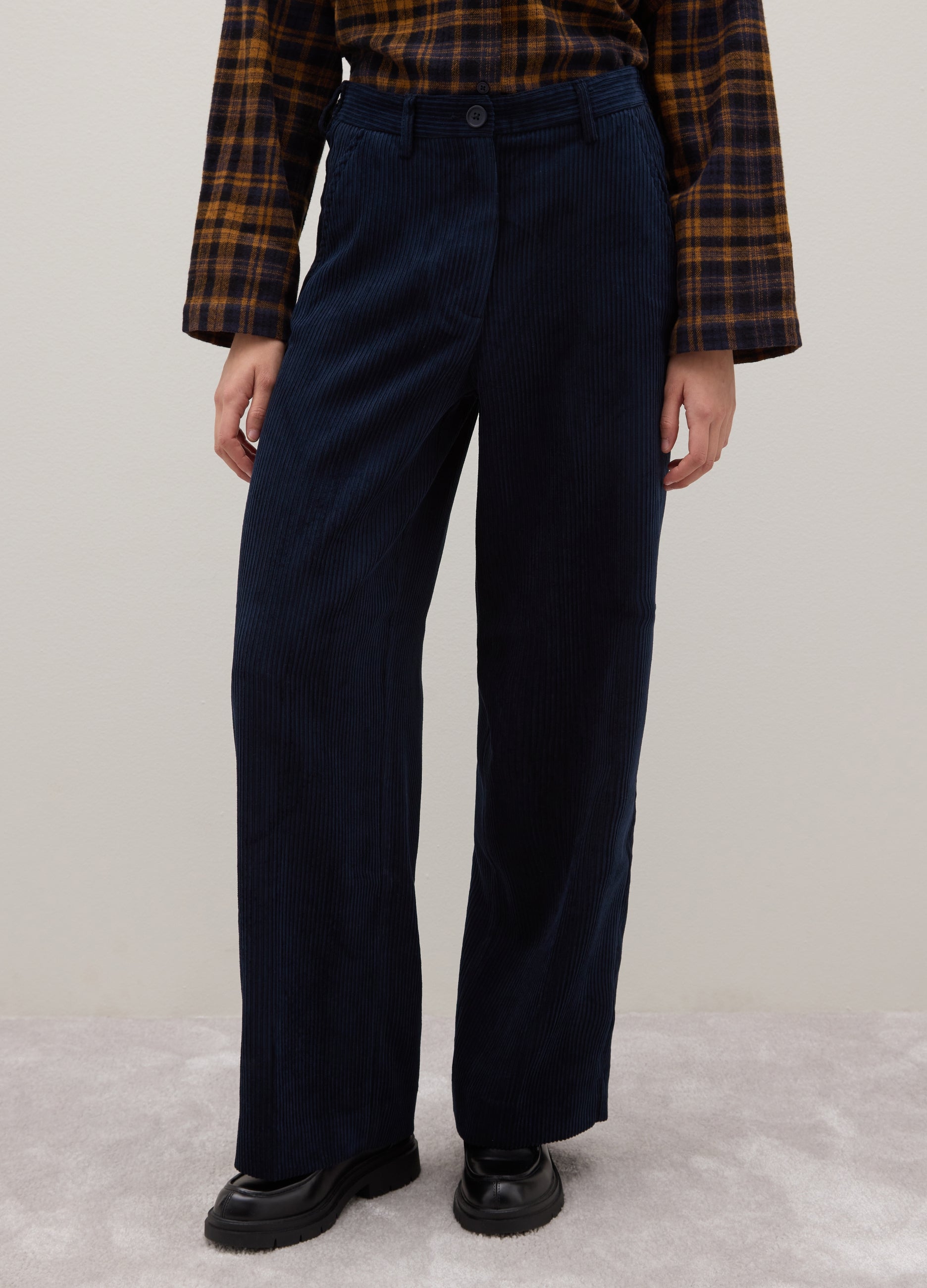 OVS Blue Ribbed Regular Fit Stretch Fabric Trousers