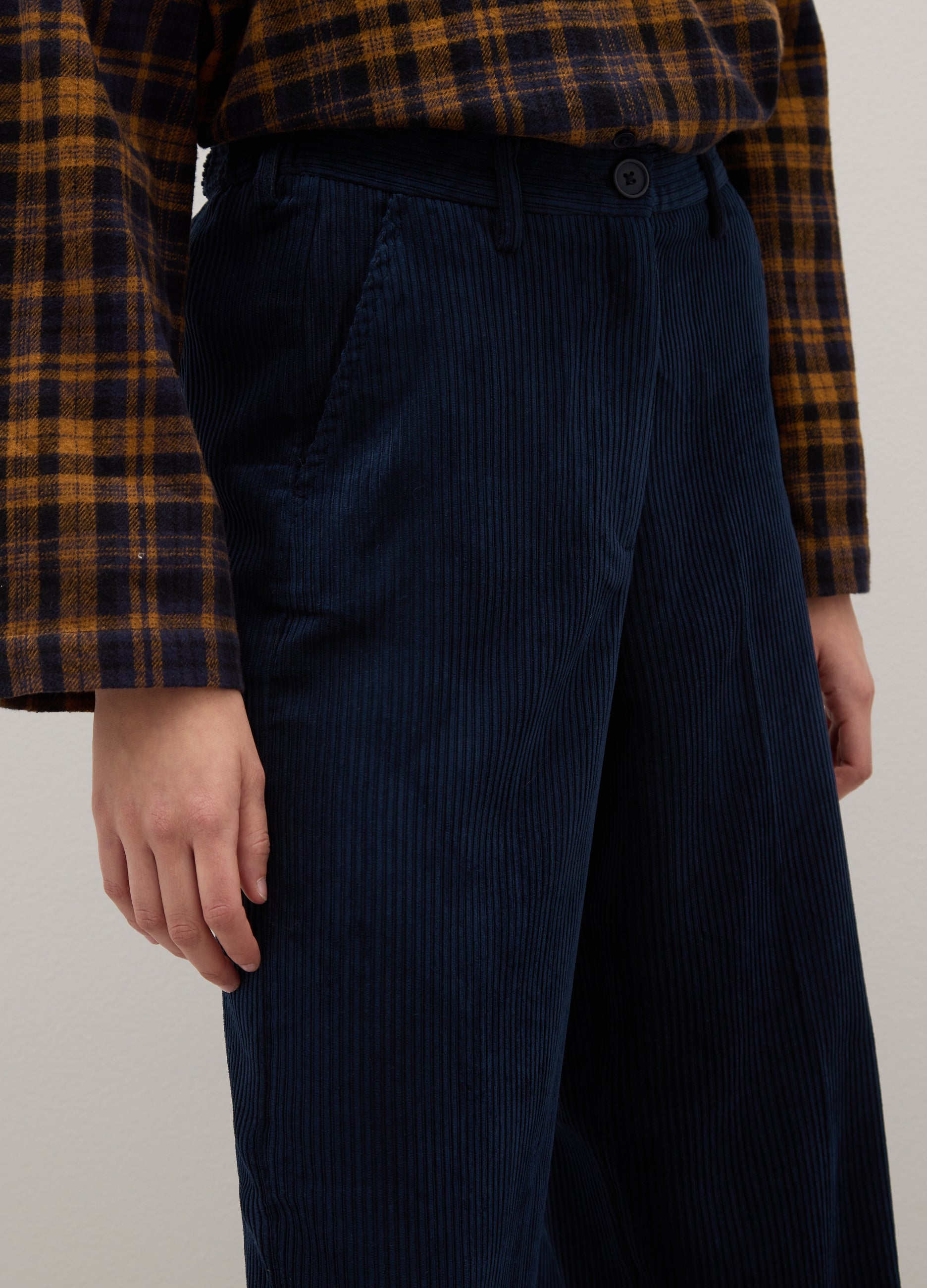 OVS Blue Ribbed Regular Fit Stretch Fabric Trousers
