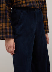 OVS Blue Ribbed Regular Fit Stretch Fabric Trousers
