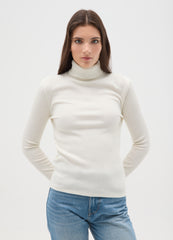 بلوزة OVS مخططة بيضاء بأكمام طويلة ورقبة مستديرة وقصة عادية