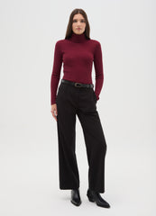 OVS Crew Neck Top With Long Striped Red Sleeves Regular Fit