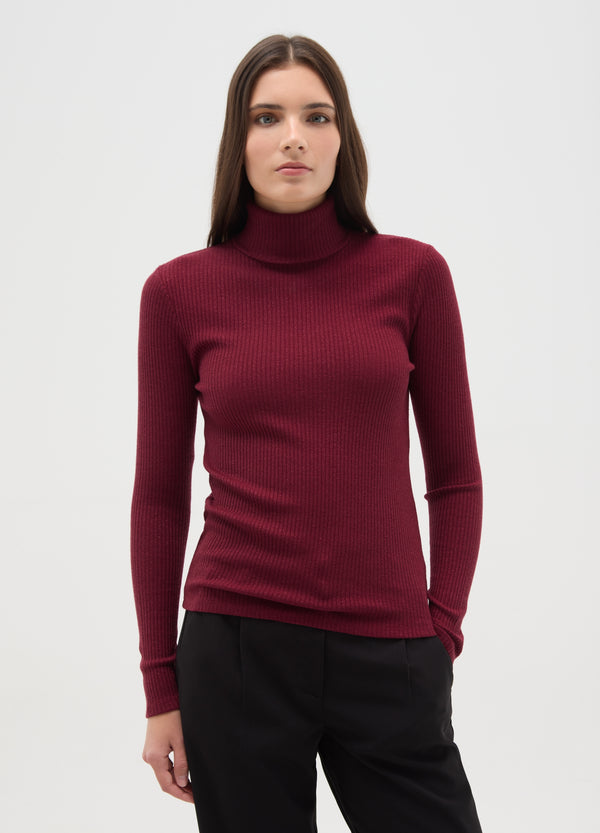 OVS Crew Neck Top With Long Striped Red Sleeves Regular Fit