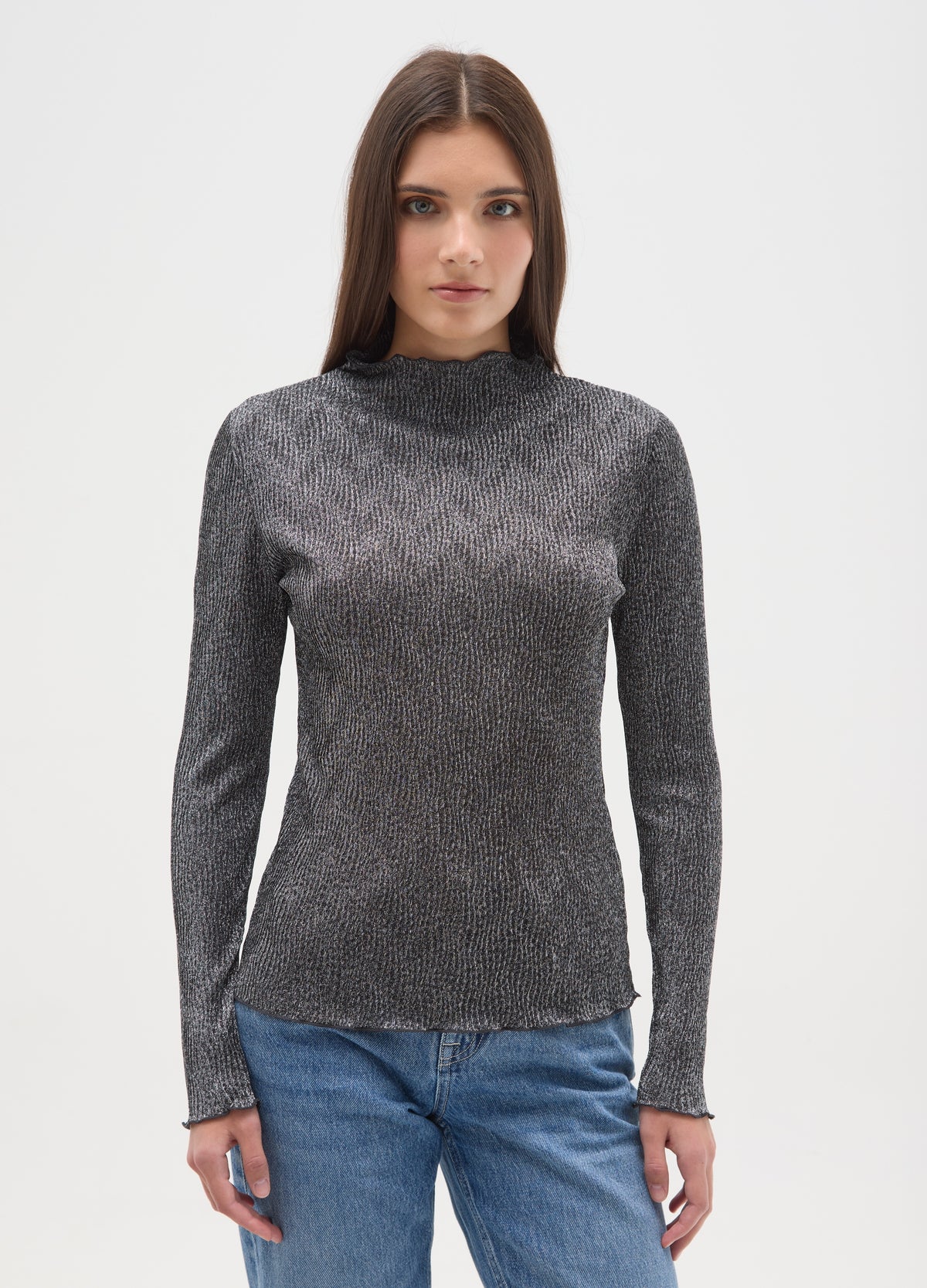 OVS Grey Long-Sleeve Lurex Top