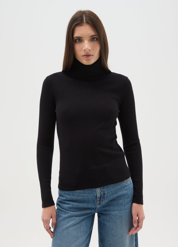 OVS Black Striped Crew Neck Long Sleeve Regular Fit Top