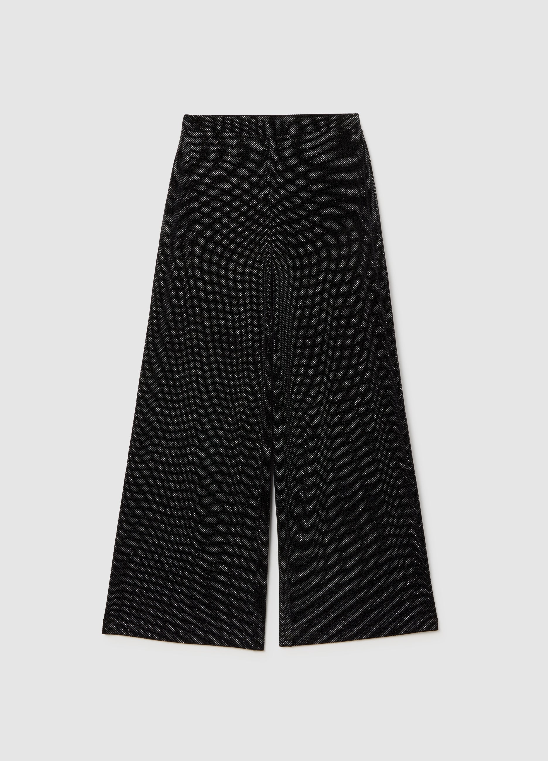 OVS Black Wide-Leg Trousers With Glitter