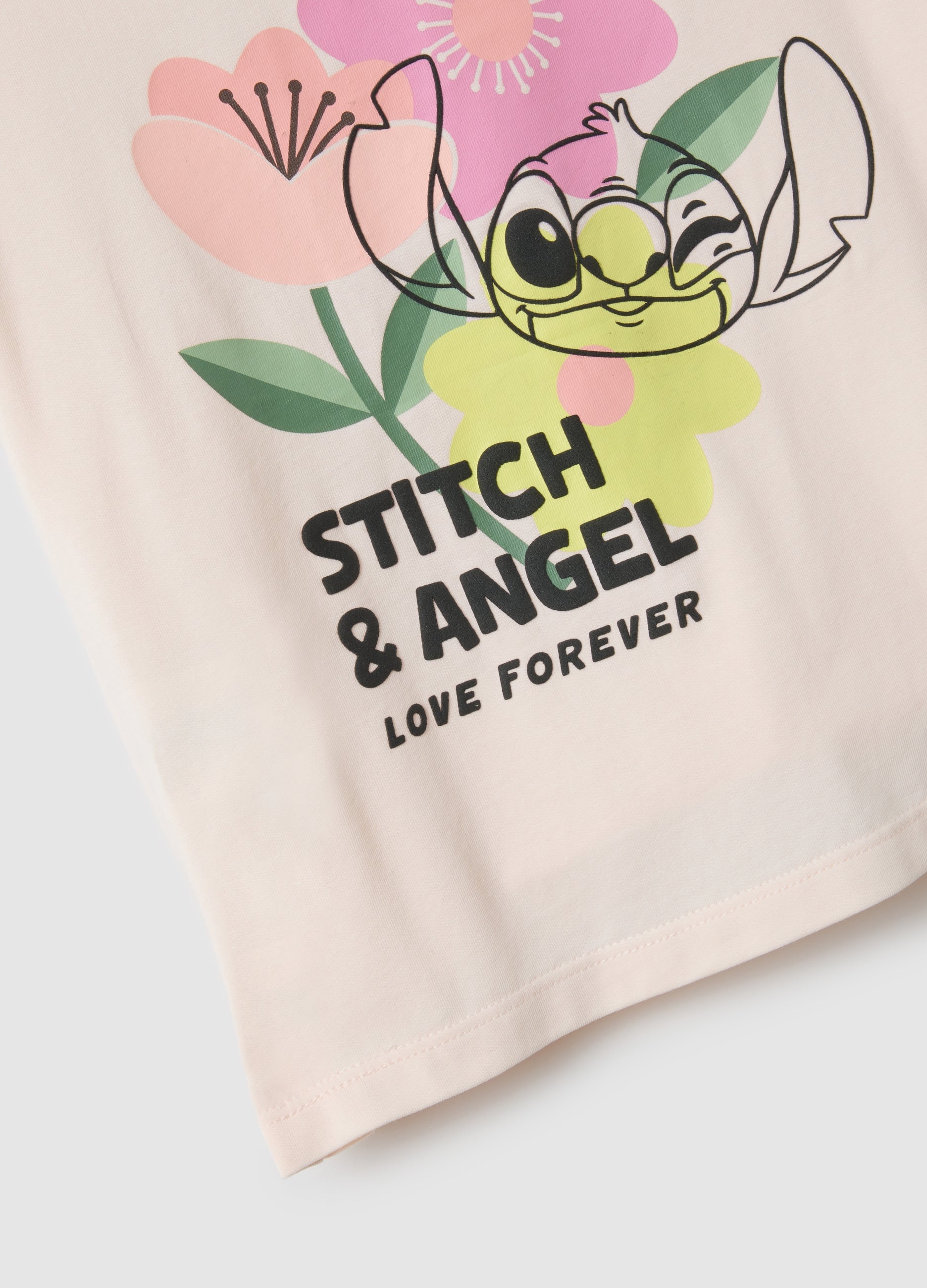 Ovs Girl'S Pink Stretch Cotton Regular Fit T-Shirt With Print